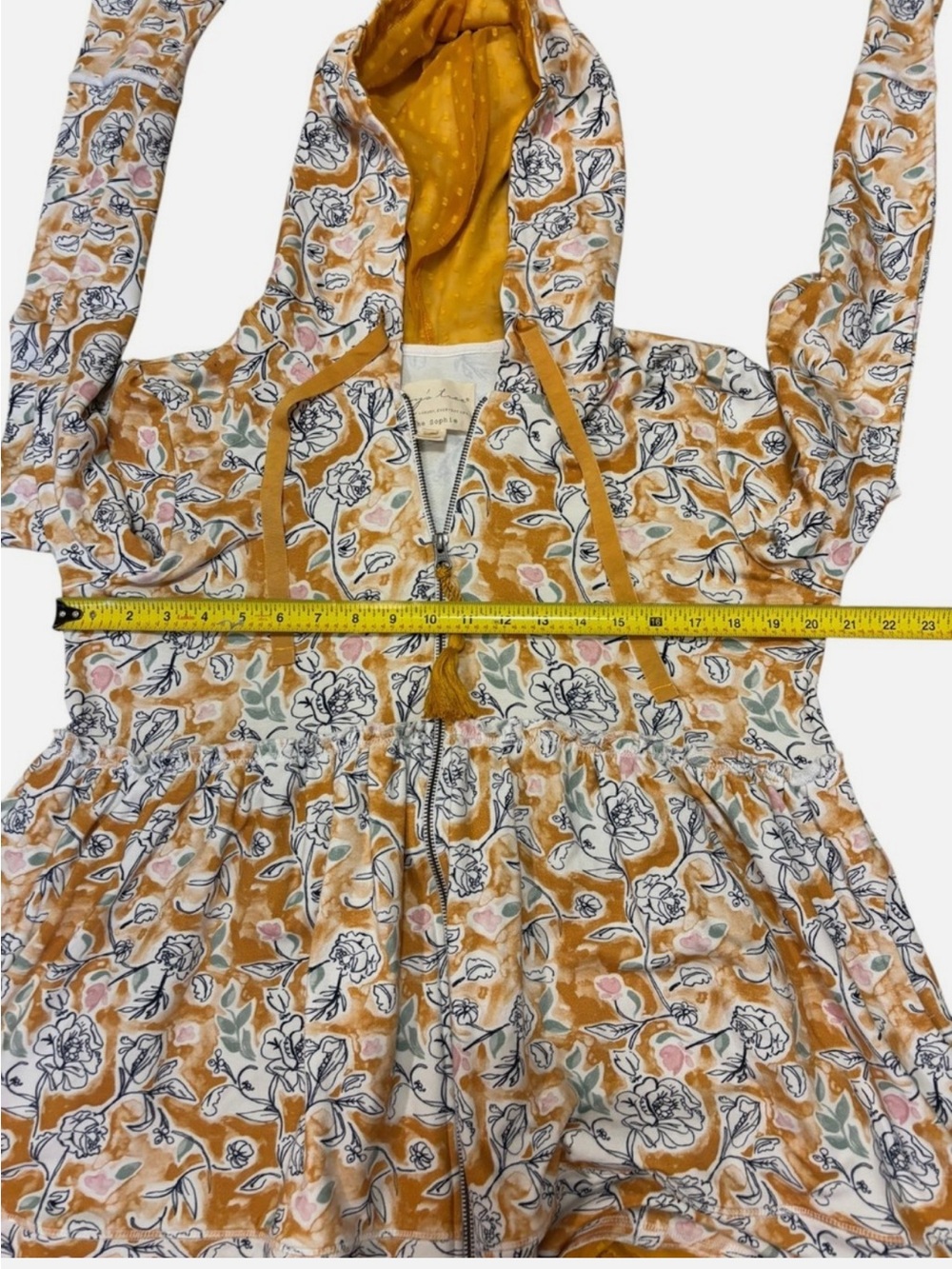 Evy’s Tree Sophie Floral Baby-doll Zip-up Hoodie Peplum Jacket Micro Mini Lg - Picture 8 of 9